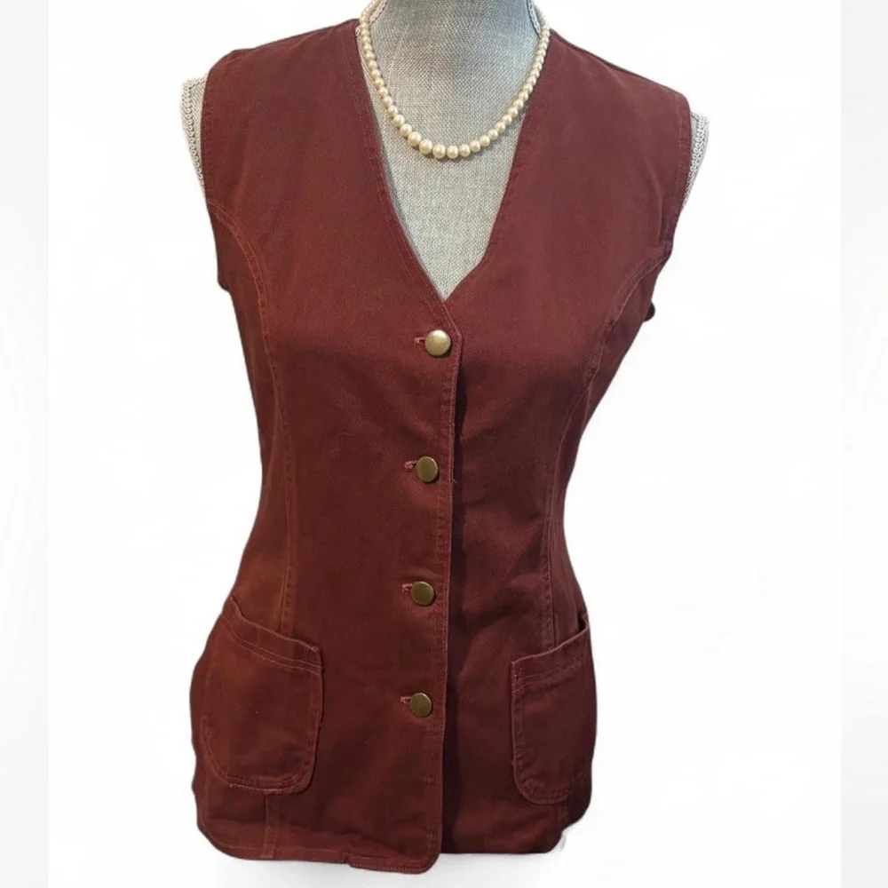 Rust Red Button-Up Vest - Picture 3 of 8